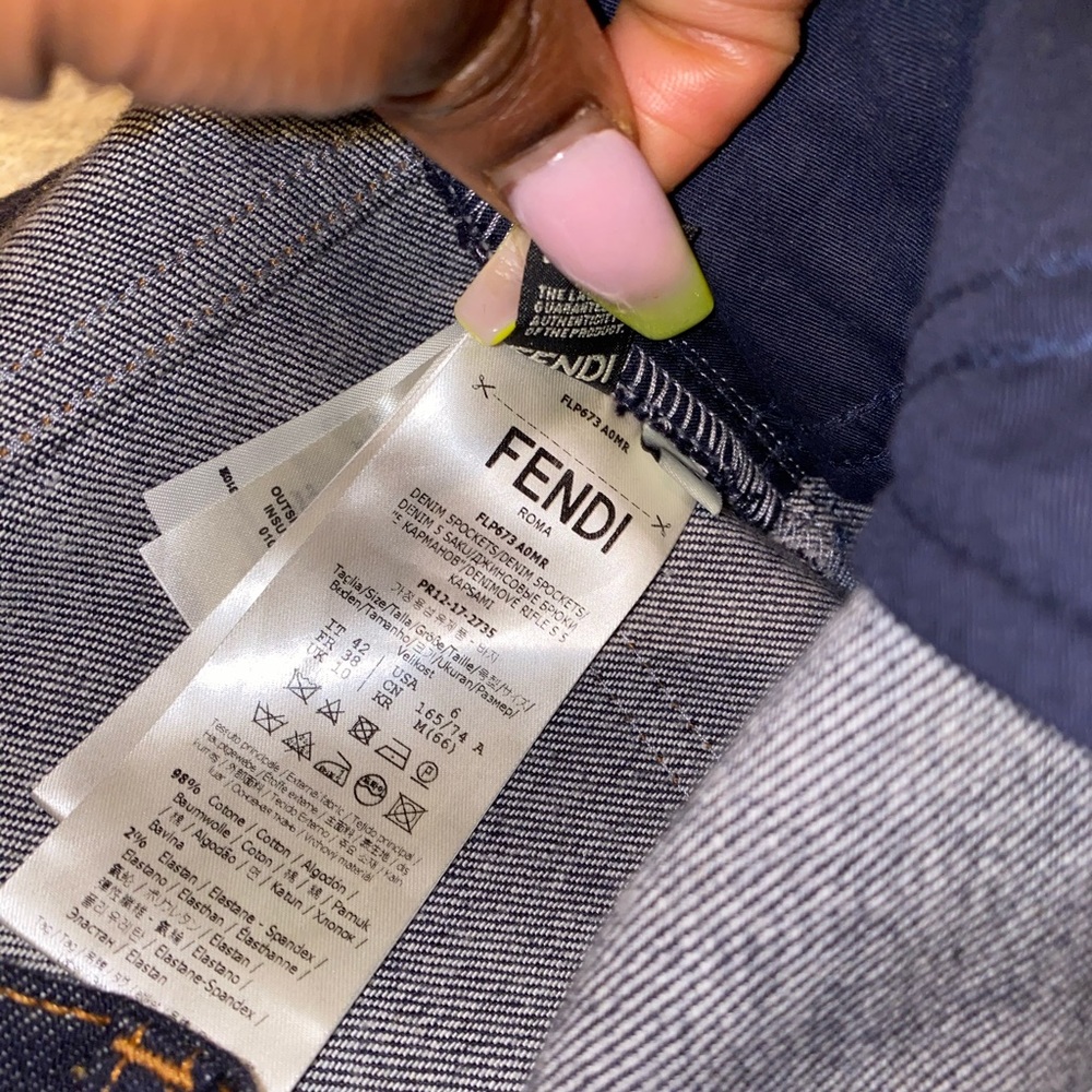 Fendi logo dark indigo jeans with brown stitching - Picture 11 of 12